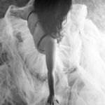 black and white boudoir photo